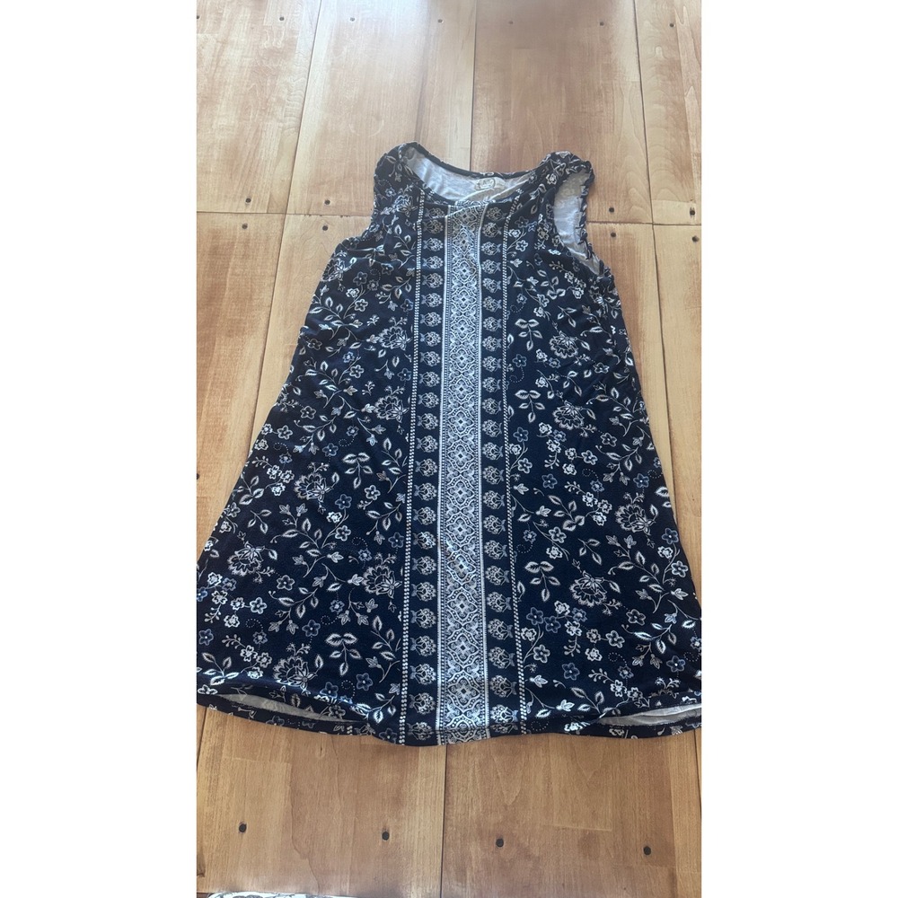 Maurices 24/7 Navy Blue Floral Medallion‎ Sleeveless Tunic Mini Dress Large
